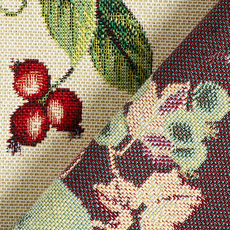 Decor Fabric Tapestry Fabric Fruits – light beige/carmine,  image number 4