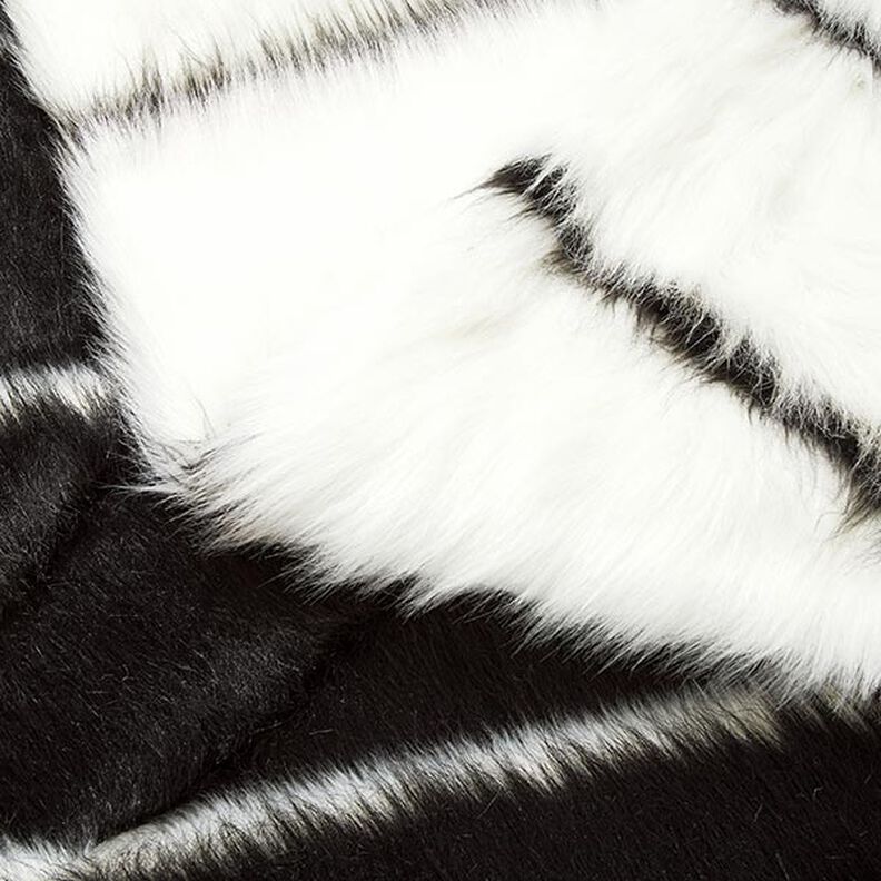 Faux Fur Horizontal stripes – black/offwhite,  image number 5