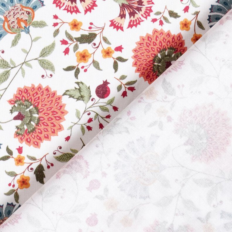 Cotton Poplin elegant floral tendrils – white/berry,  image number 4