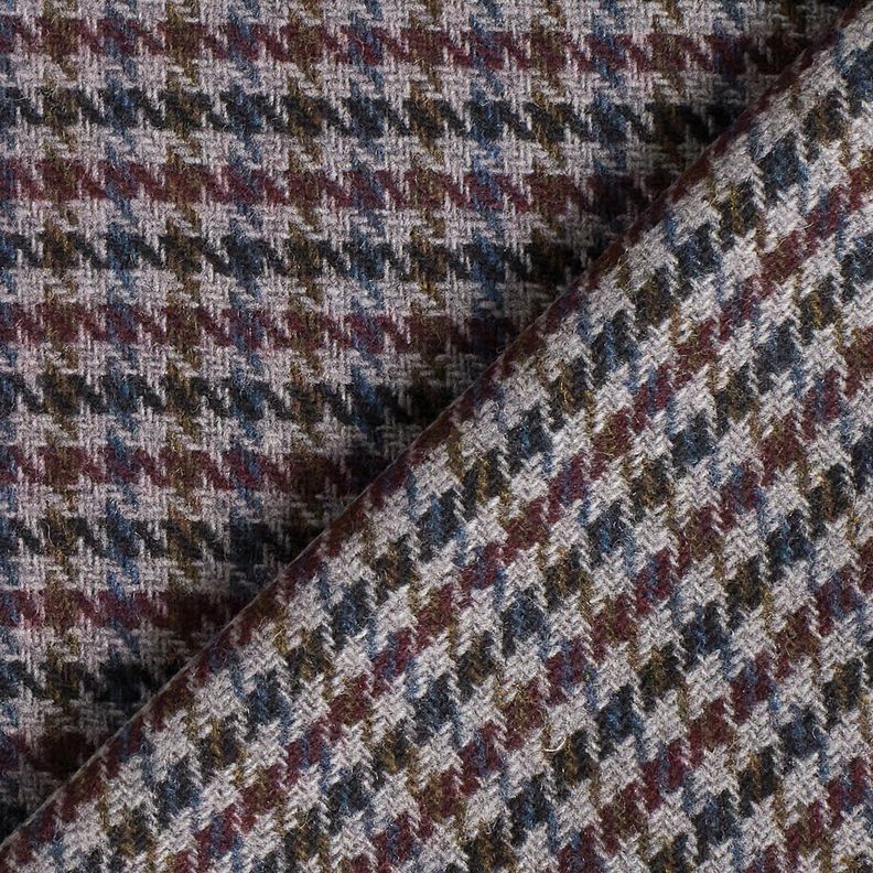 Coat Fabric Wool Blend small houndstooth – merlot/silver, image number 4