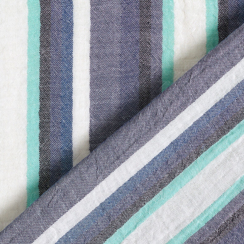 Double Gauze/Muslin yarn-dyed stripes – indigo/ice blue, image number 5