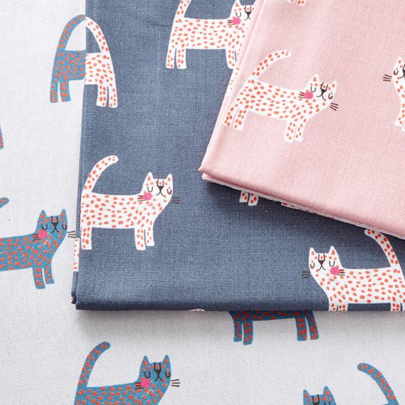 Decor Fabric Half Panama Cats – dark grey,  image number 3