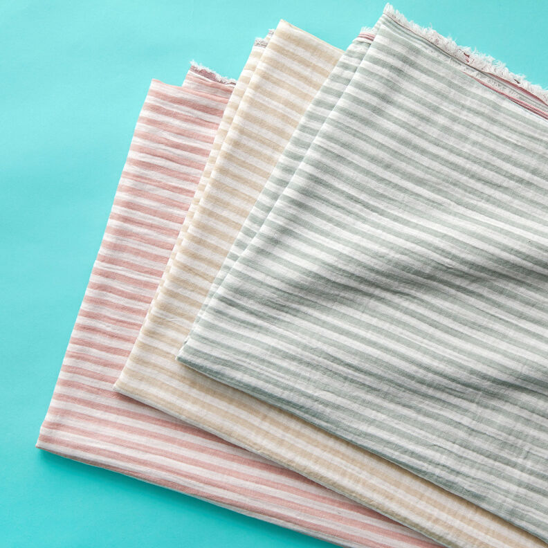 Double Gauze/Muslin Doubleface stripes – dusky pink/white,  image number 5
