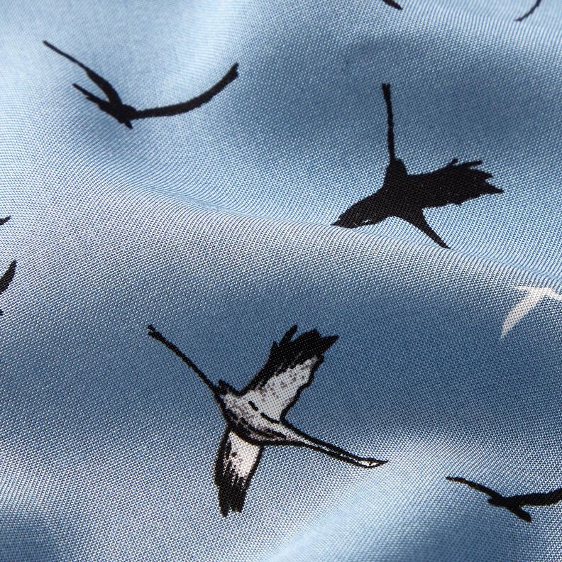 Cranes bamboo fabric – blue grey,  image number 2
