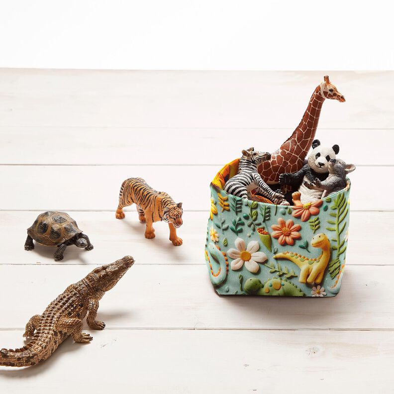 Cotton Poplin clay dinosaurs Digital Print – reed,  image number 6