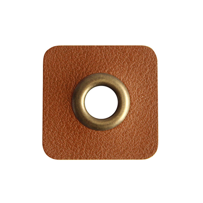 Imitation Leather Eyelet Patch – maroon,  image number 1