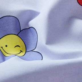 Coated Cotton cheerful flowers | Poppy Fabrics – baby blue/pink, 