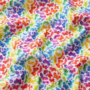 Cotton Poplin Rainbow Butterflies Digital Print – white/colour mix, 