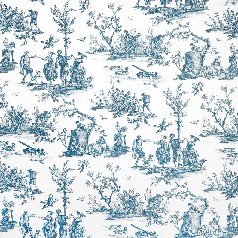 Decor Fabric Half Panama happy dancers 280 cm – ocean blue/white,  image number 1