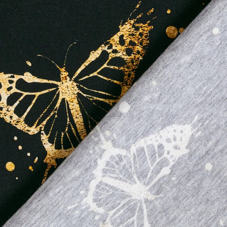 Cotton Jersey golden butterflies | Glitzerpüppi – black,  image number 4