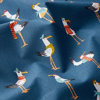 Cotton cretonne seagulls – navy blue, 