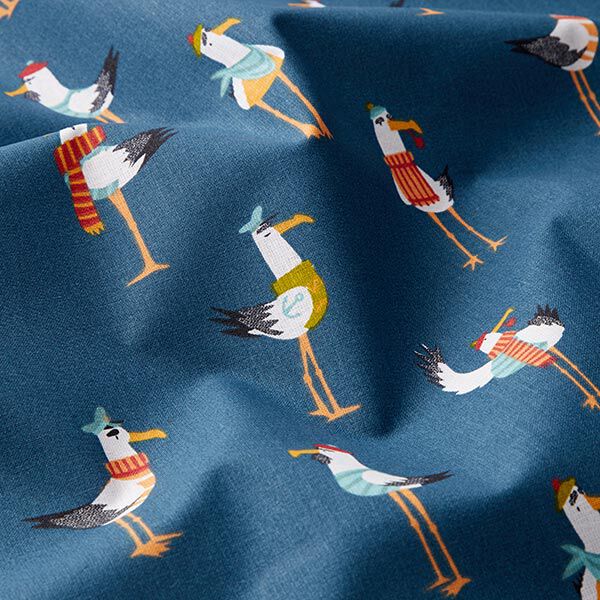 Cotton cretonne seagulls – navy blue,  image number 2