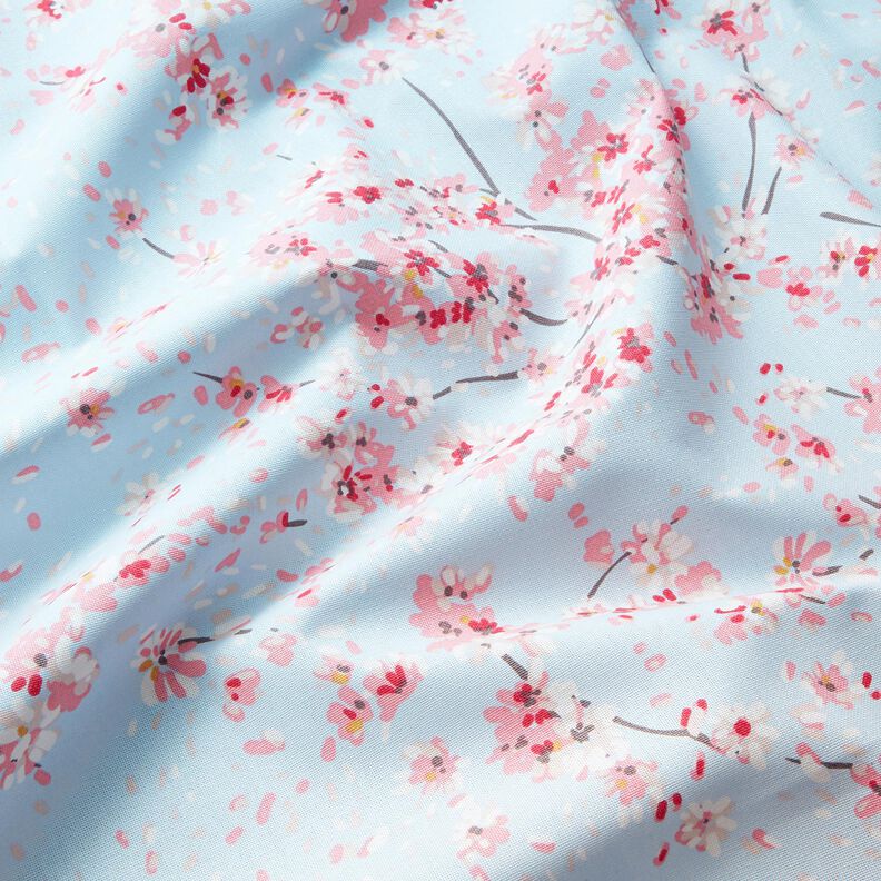 Decor Fabric Half Panama cherry blossom branches – light blue/pink,  image number 2