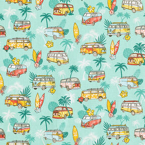 Cotton Cretonne Surfing Road Trip – turquoise, 