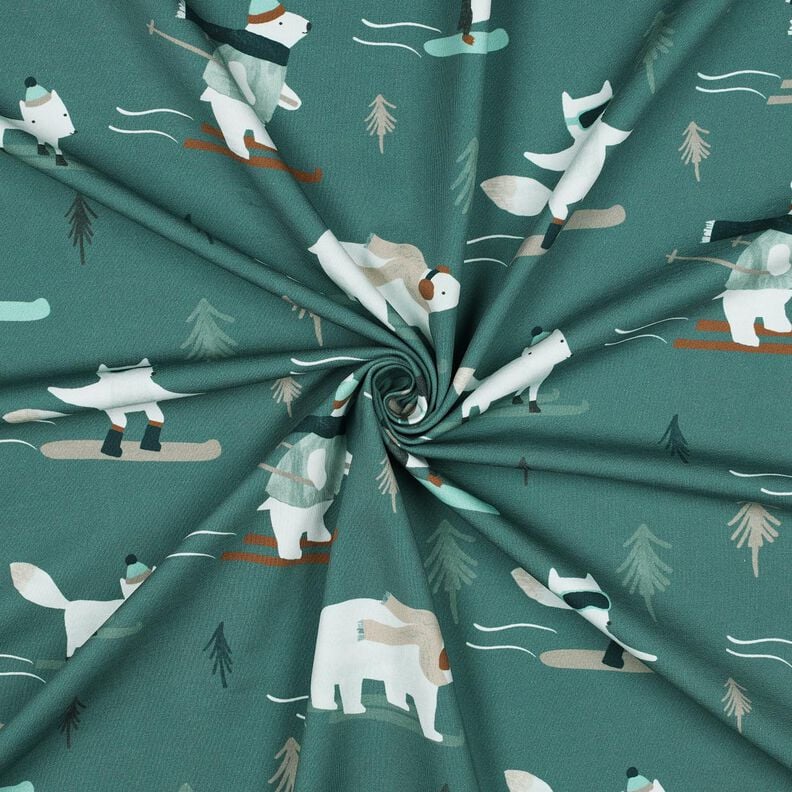 French Terry Winter sports animals Digital Print | Poppy Fabrics – light petrol/ice blue, image number 3
