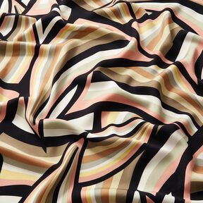 viscose fabric abstract lines &ndash; black/rose gold, 