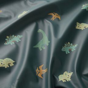 Raincoat Fabric happy dinosaurs Digital Print – granite, 