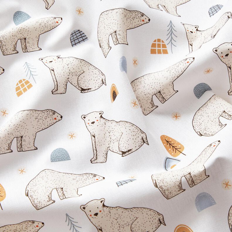 Cotton Poplin Polar Bears Digital Print – white,  image number 2