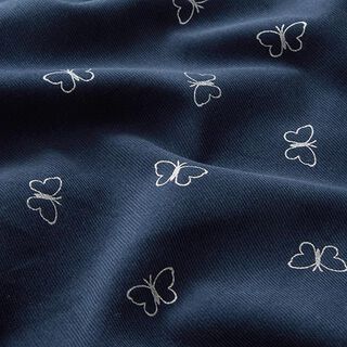 Baby Cord glittery butterflies – navy blue, 