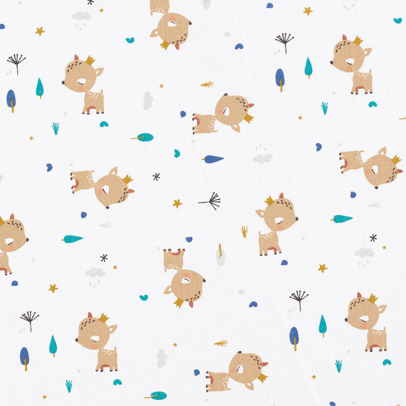 Cotton Poplin Deer with a crown – ivory,  image number 1