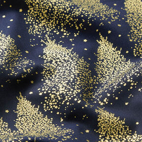 Cotton Poplin Gold Dust Fir Trees – midnight blue/gold, 
