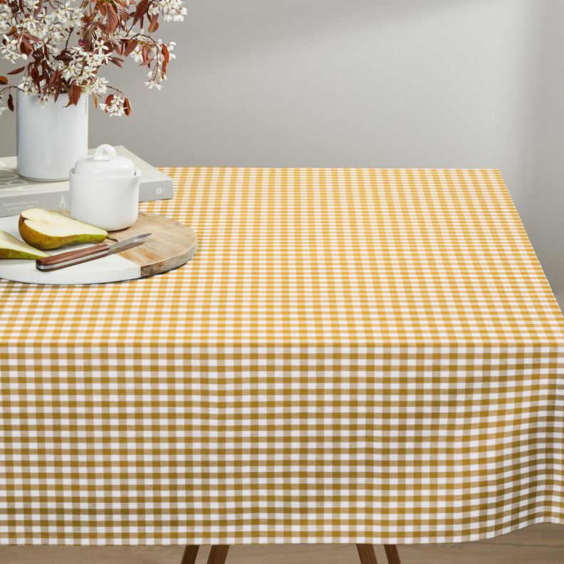 Cotton Vichy check 1 cm – mustard/white,  image number 7