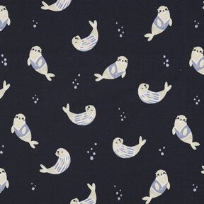 GOTS Cotton Jersey seals Digital Print | Poppy Fabrics – midnight blue/anemone, 