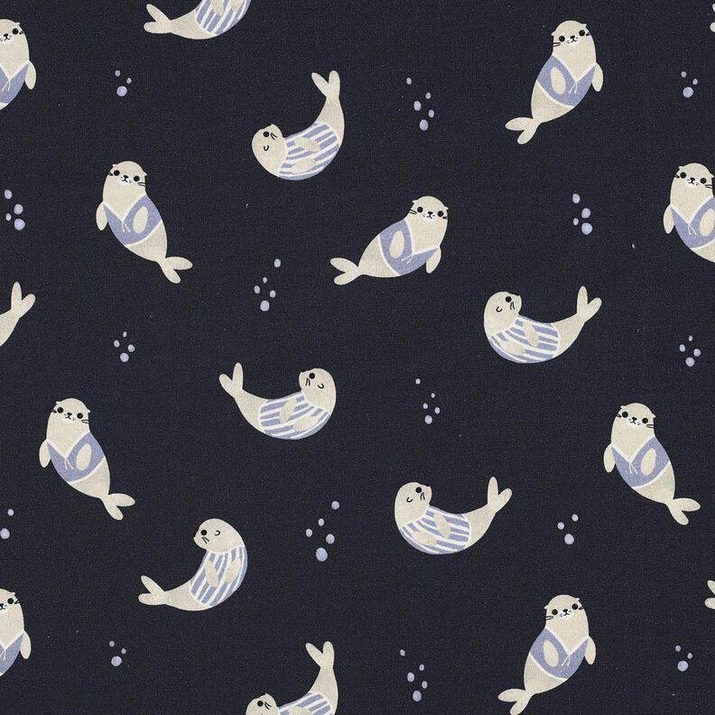 GOTS Cotton Jersey seals Digital Print | Poppy Fabrics – midnight blue/anemone,  image number 1