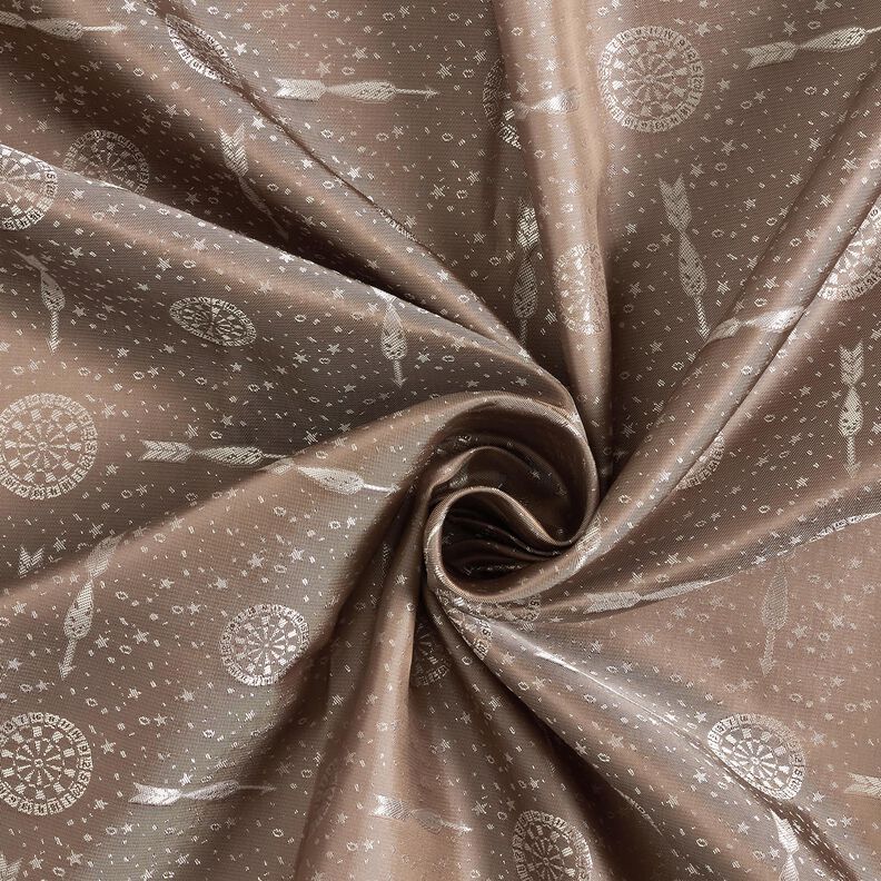 Lining Fabric Jacquard Dartboards and arrows – grey/gold,  image number 3