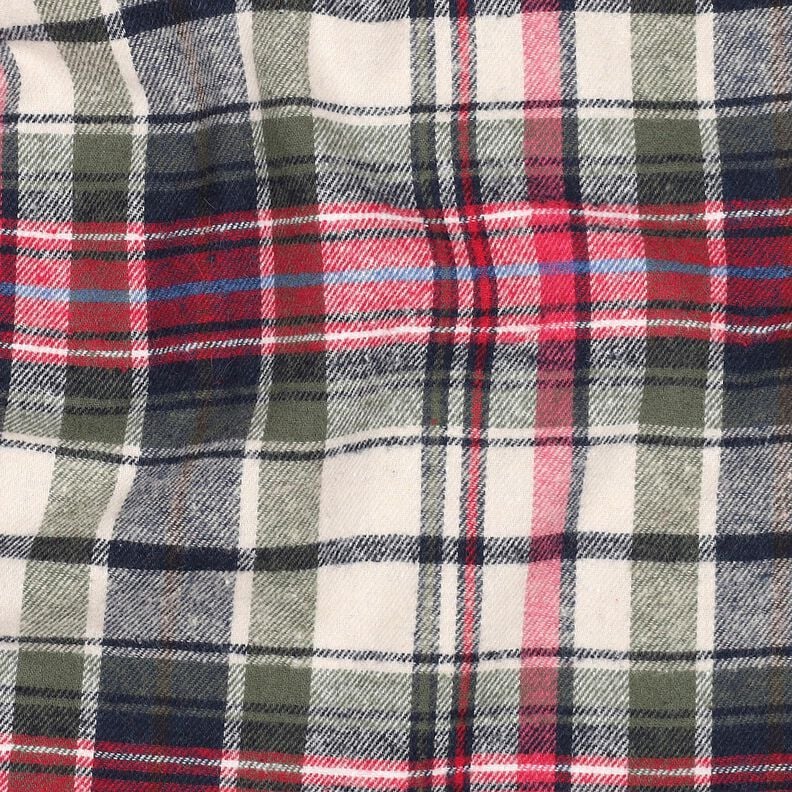 Cotton Flannel checked | Poppy Fabrics – olive/red,  image number 2