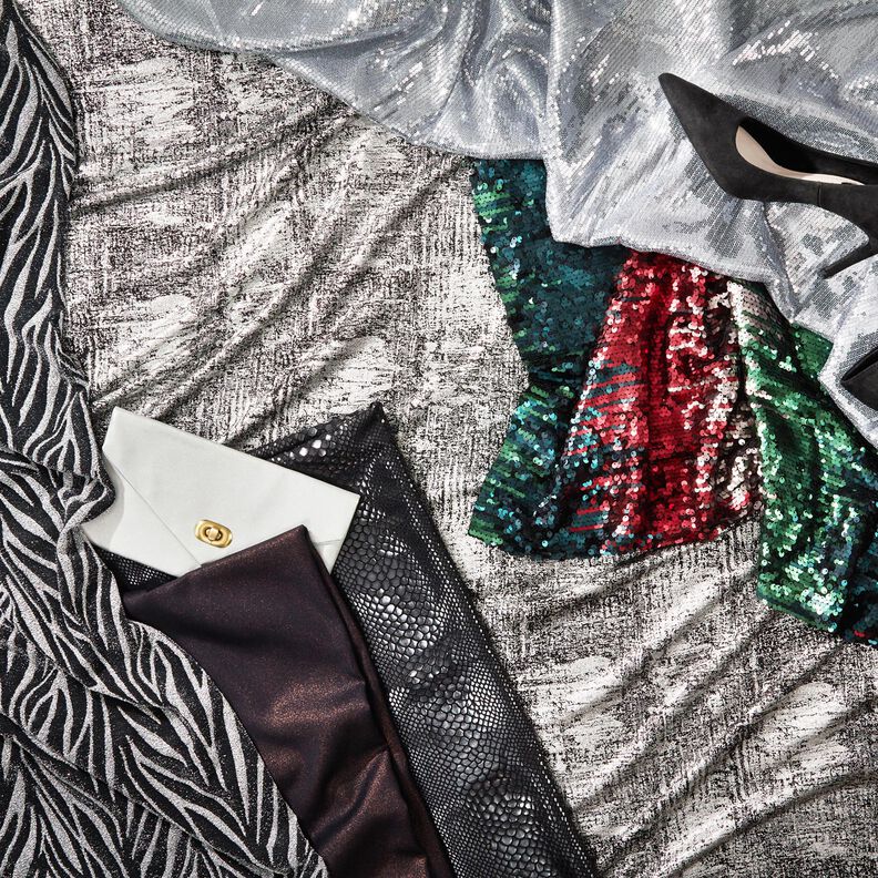 Glitter jersey zebra stripes – black/metallic silver,  image number 6