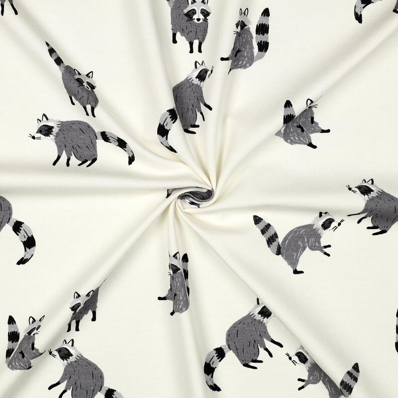 Cotton Jersey Racoons Digital Print | Poppy Fabrics – offwhite,  image number 3