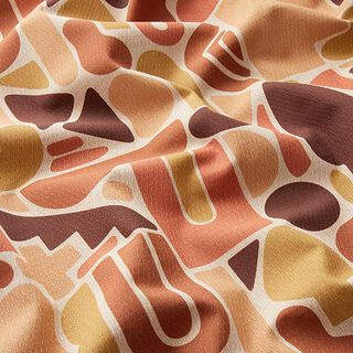 Decorative fabric, jacquard retro shapes, recycled – curry yellow/natural, 