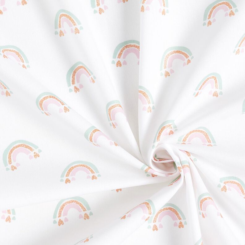 Cotton Poplin glitter rainbows – white/gold,  image number 4