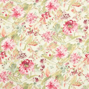 Decor Fabric Canvas watercolour flowers – light beige/raspberry, 