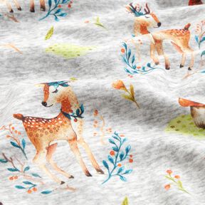 Alpine Fleece romantic deer – silver grey/natural, 