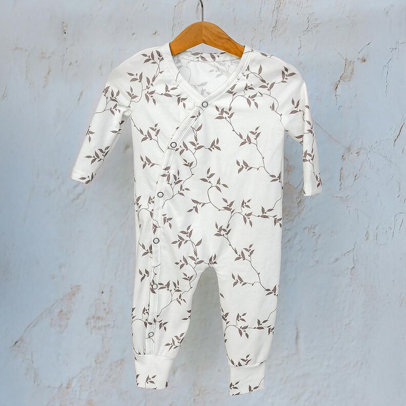 Cotton Jersey Leafy Vines – ivory/light brown, image number 7