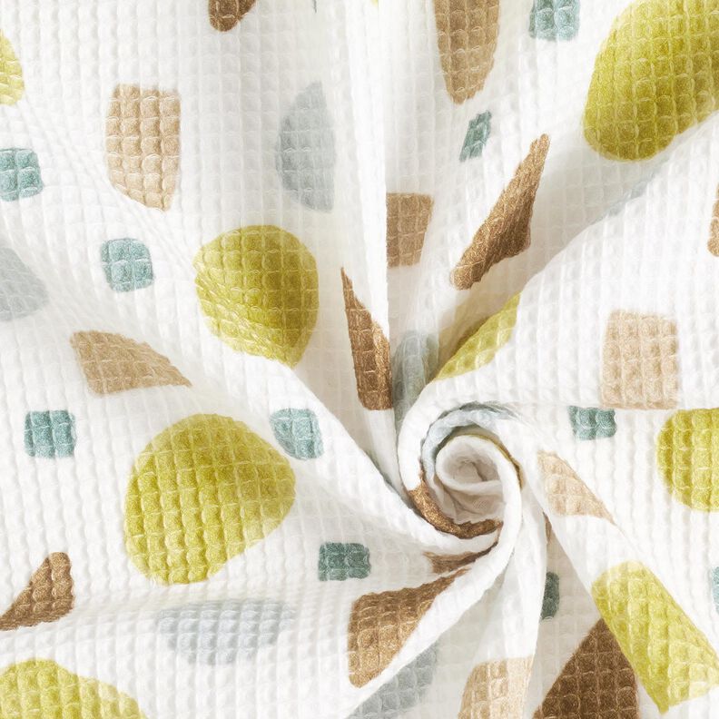 Waffle Piqué colourful shapes – moss green/ivory,  image number 3