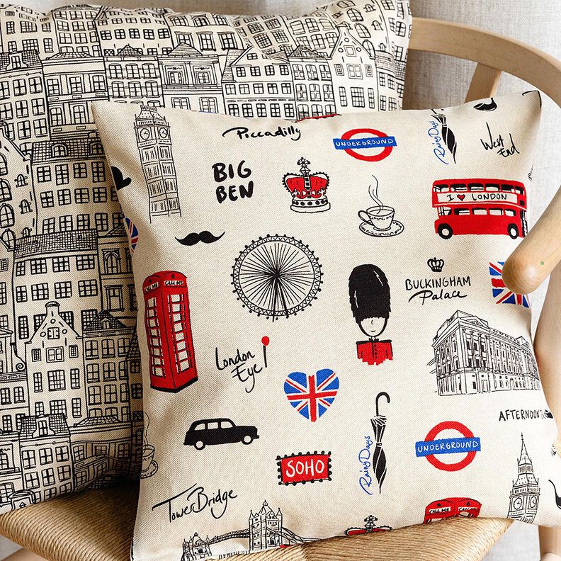 Decor Fabric Half Panama London – natural/red,  image number 6
