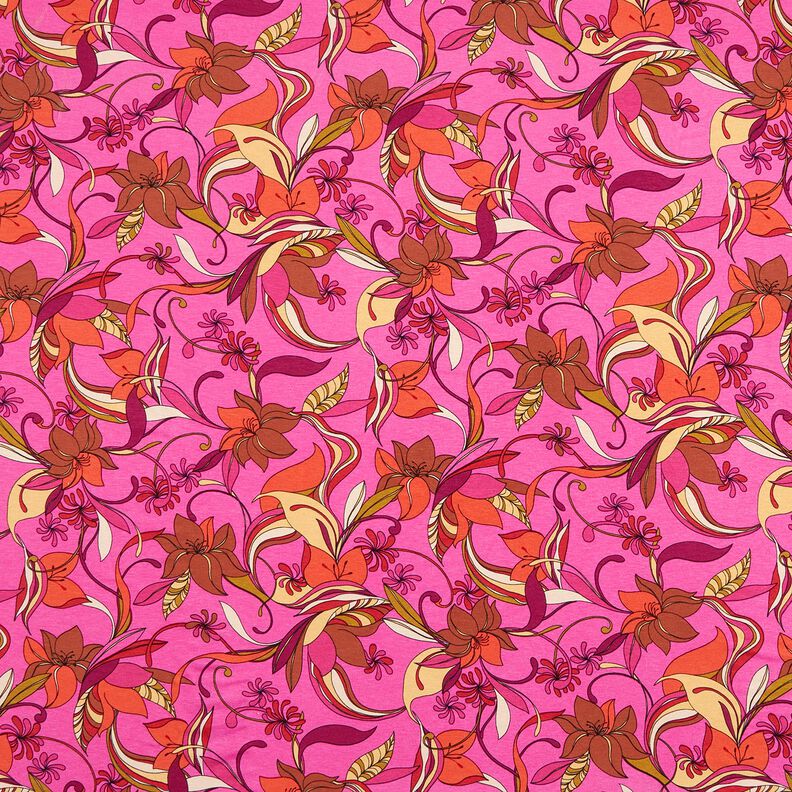 Viscose Jersey Delicate Flowers – purple/fire red,  image number 1