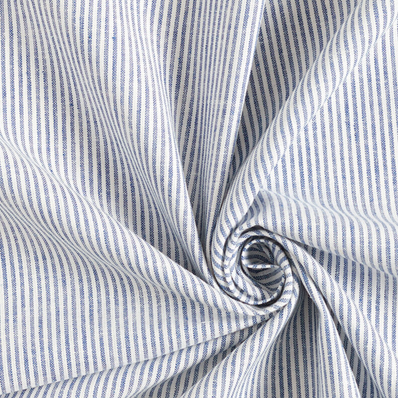 Linen Cotton Blend Narrow Stripes – denim blue/offwhite,  image number 3