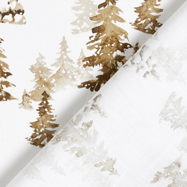 Cotton Poplin snow-covered fir trees – white/fawn,  image number 4