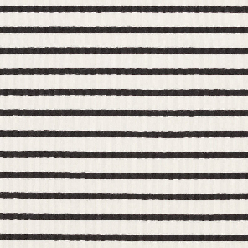 Cotton Jersey Wide and Narrow Stripes – cream/black, image number 1