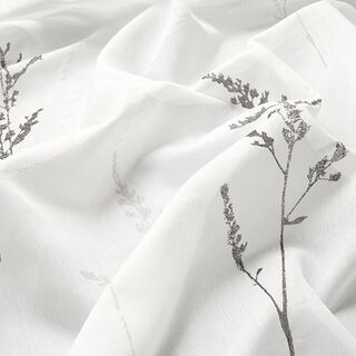 Curtain Fabric Voile fine grass 295 cm – white/black, 