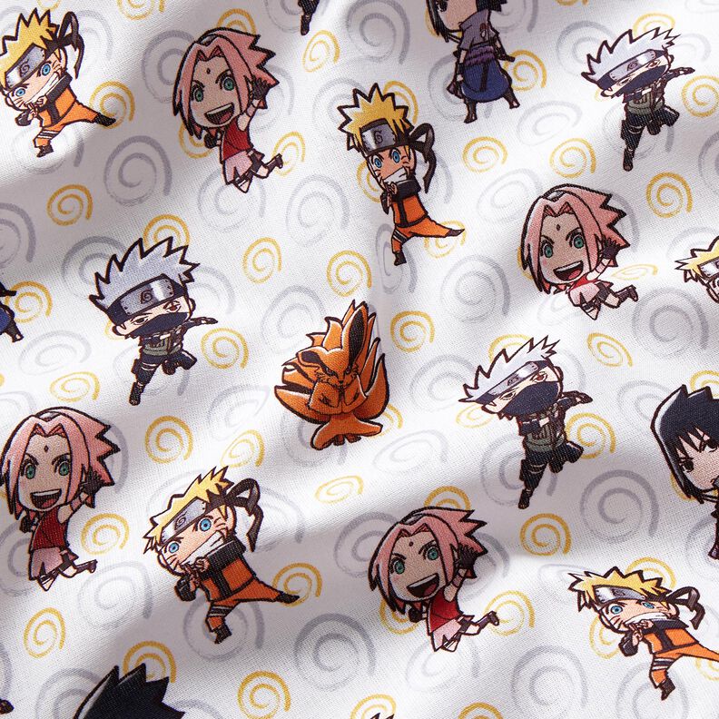 Cotton Poplin Chibi Naruto Licensed Fabric – white,  image number 2