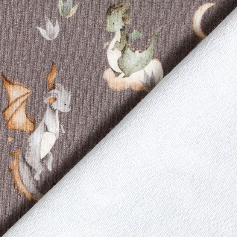French Terry cute dragons Digital Print – dark taupe,  image number 4