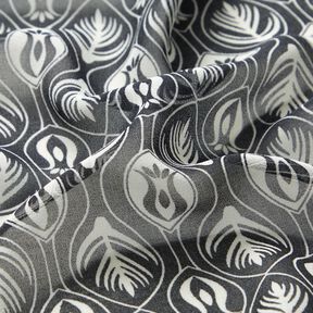 Chiffon ornamental print – white/black, 