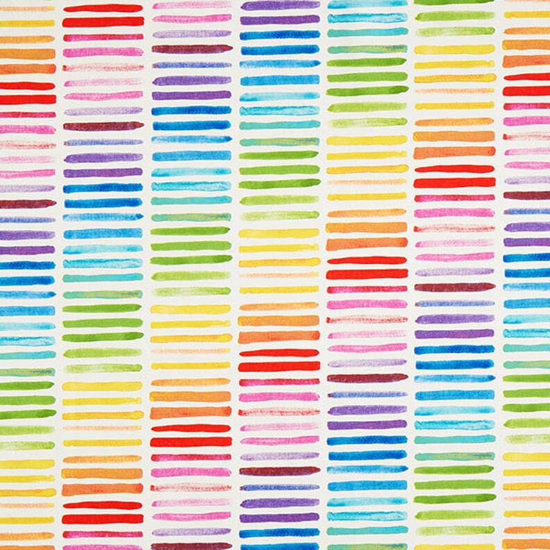 Decor Fabric Half Panama rainbow stripes – white,  image number 1