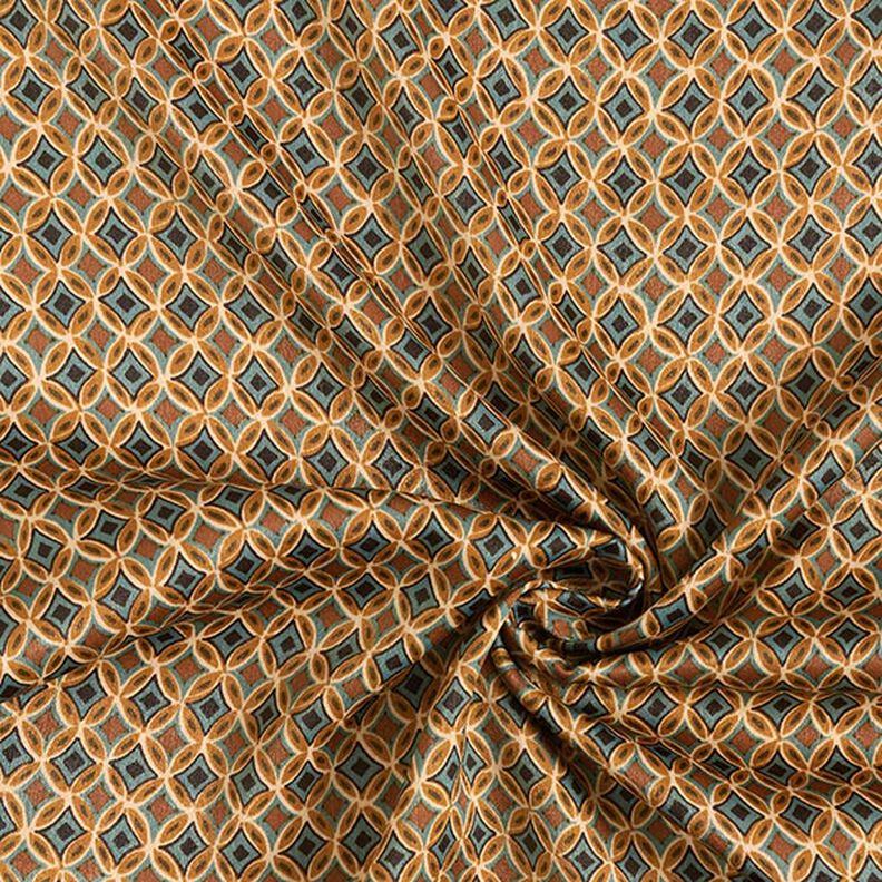 geometric retro patterned satin – caramel,  image number 3