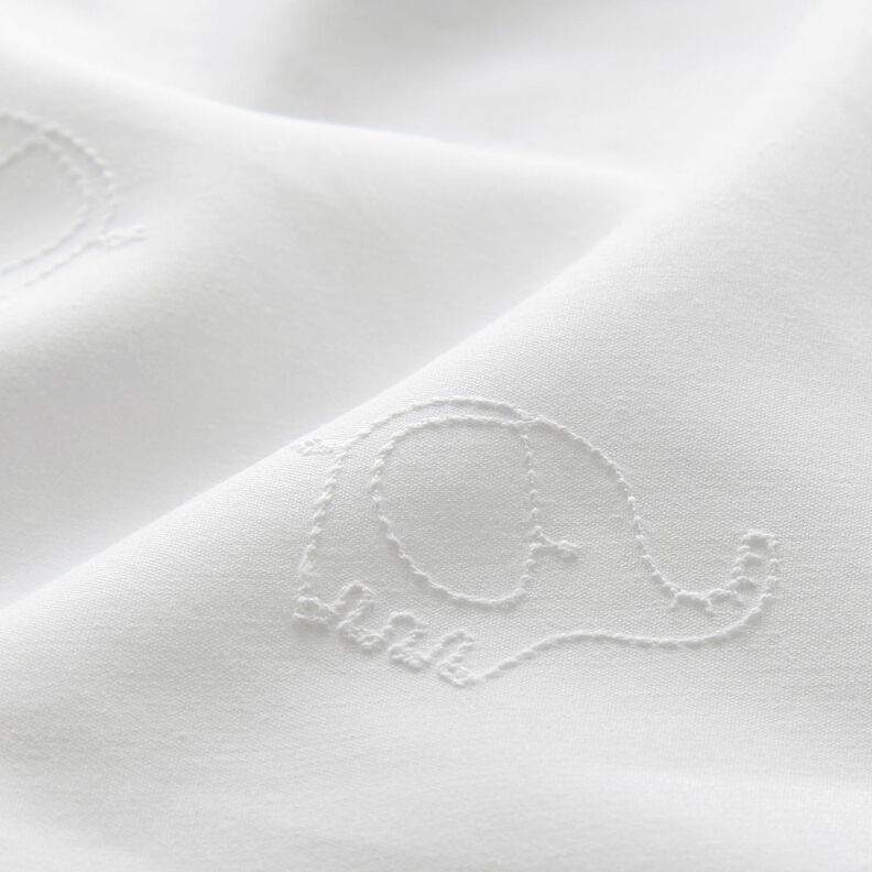 Sateen elephant embroidery – white,  image number 2